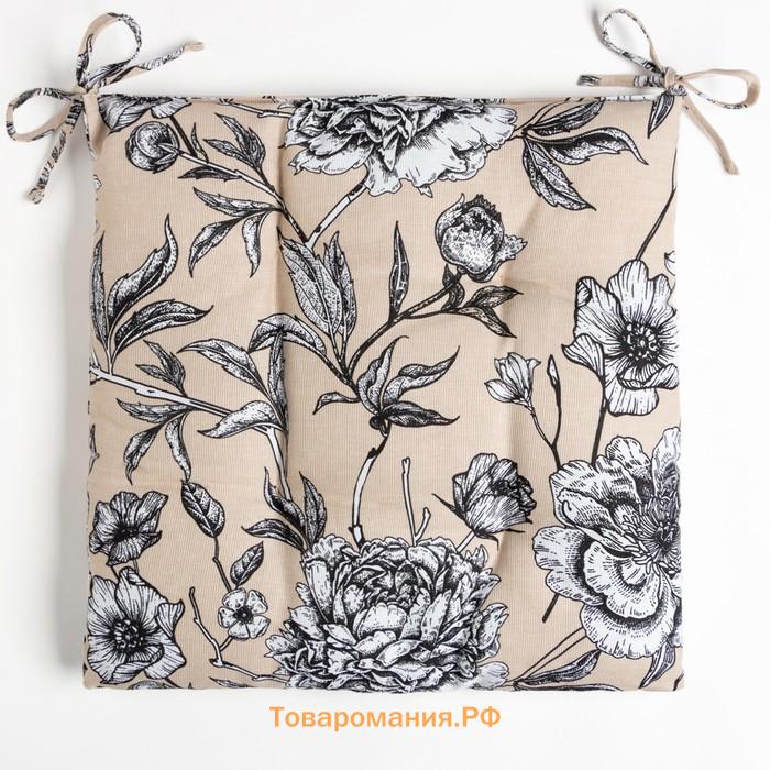 Подушка на стул "" Blooming garden 42х42х7см, 100% хлопок, 164 г/м2