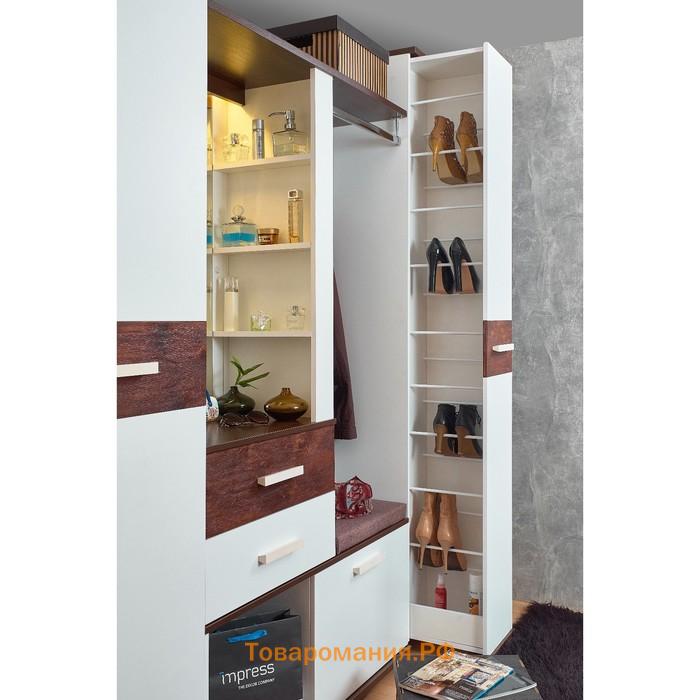 Шкаф для одежды и белья «Норвуд 71», 560 × 400 × 2125 мм, цвет белый / орех шоколадный