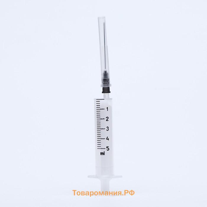 Шприц медицинский двухкомпонентный 5 мл, 23G, 0,7 х 40 мм, МПК Елец, Россия
