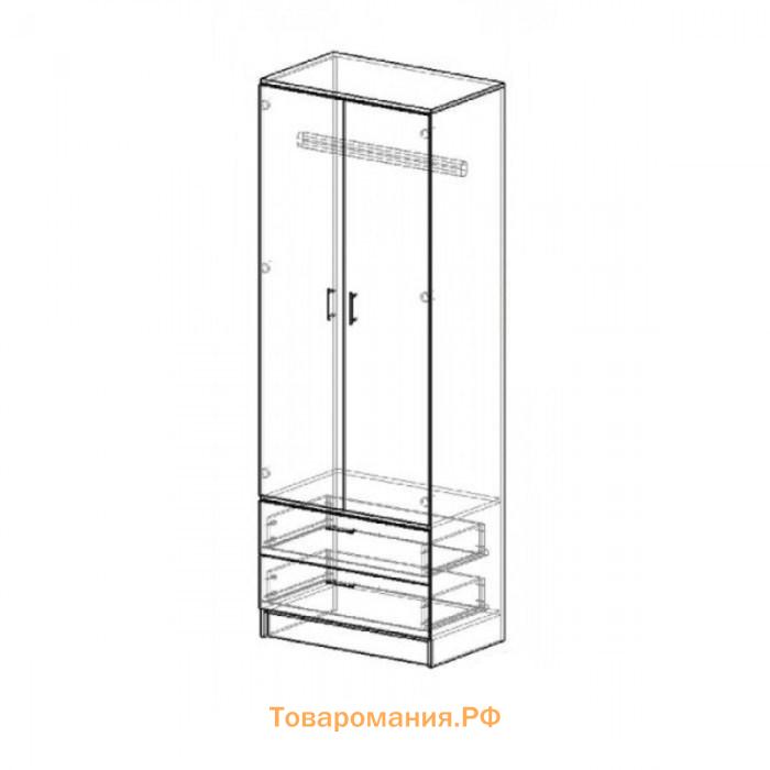 Шкаф двухстворчатый прямой «Дуэт», 2 ящика, 800×480×2200 мм, цвет дуб вотан/белый