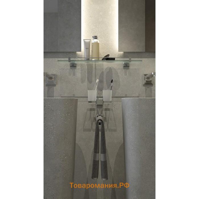 Полка Artwelle для ванной, с держателями, матовое стекло, цвет хром