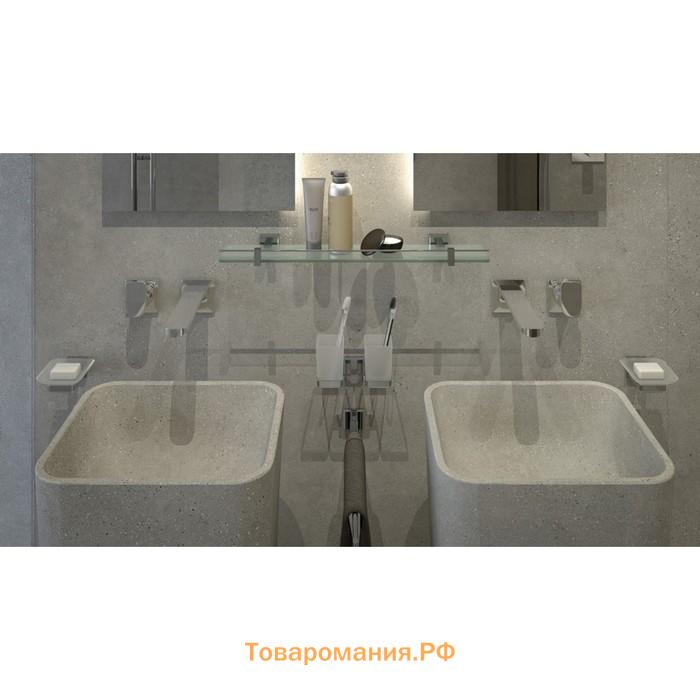 Полка Artwelle для ванной, с держателями, матовое стекло, цвет хром