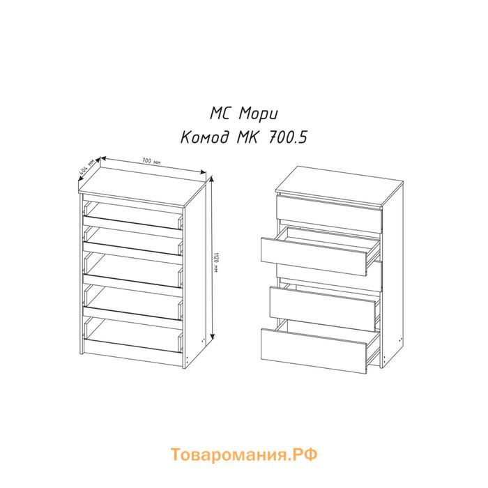 Комод для хранения «Мадера», 704×404×1120 мм, цвет графит