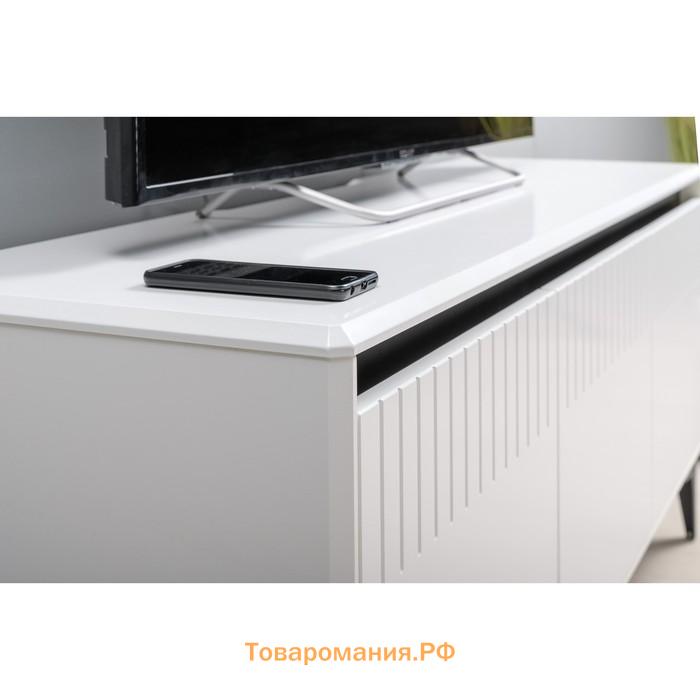 Тумба под ТВ «Муар 13.261.01», 1368×400×590 мм, цвет белый премиум / белый глянец