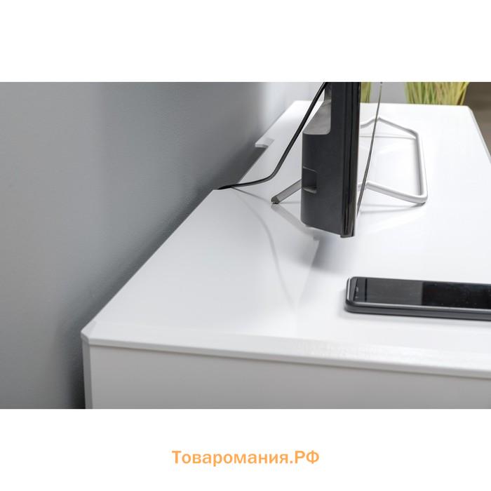 Тумба под ТВ «Муар 13.261.01», 1368×400×590 мм, цвет белый премиум / белый глянец