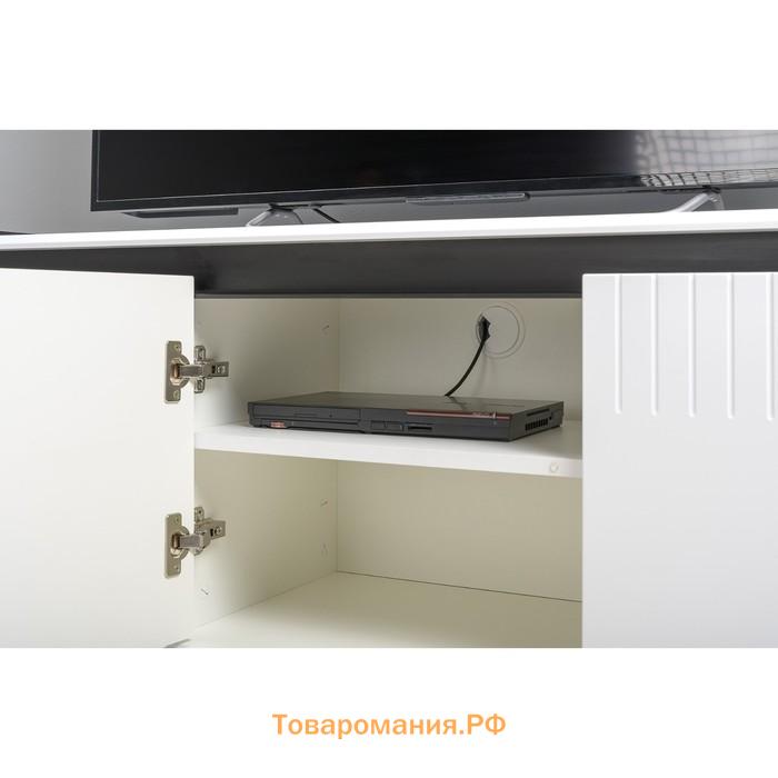 Тумба под ТВ «Муар 13.261.01», 1368×400×590 мм, цвет белый премиум / белый глянец