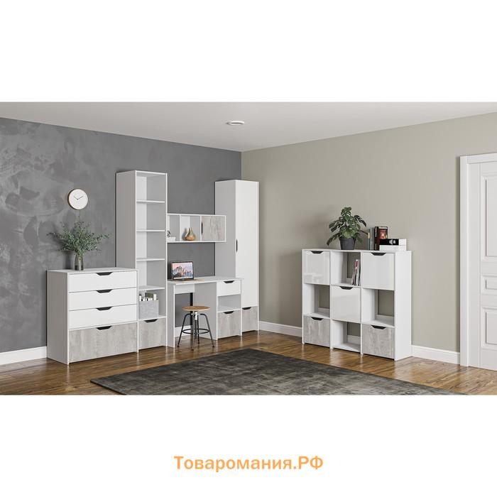 Шкаф пенал «Мико», с полками, 440×420×2050 мм, цвет белый/юриллиант/бетон