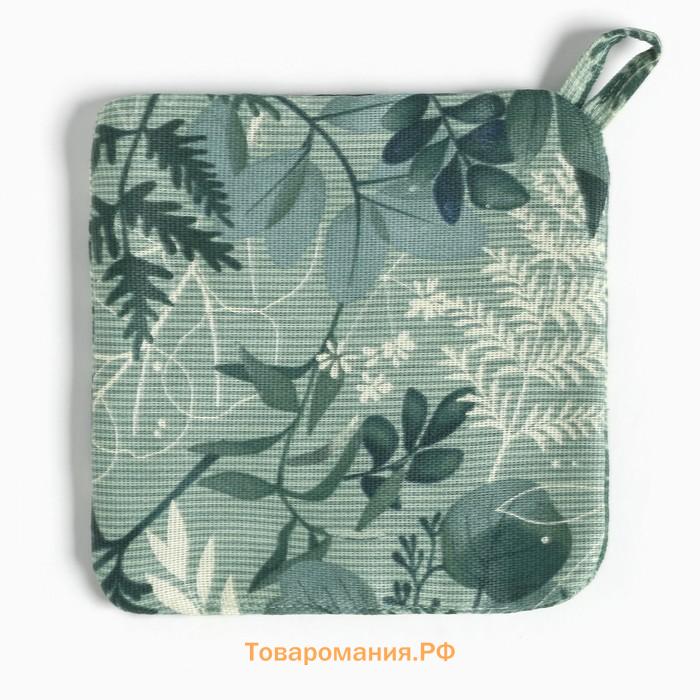 Кухонный набор  "Лесная прохлада": варежка 20х28 см, прихватка 19х19 см, 50% хлопок, 50% п/э