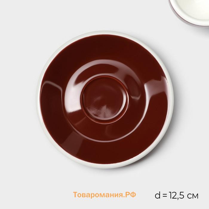 Кофейная пара Magistro Coffee time, чашка 80 мл, блюдце d=12,5 см, фарфор, коричневая