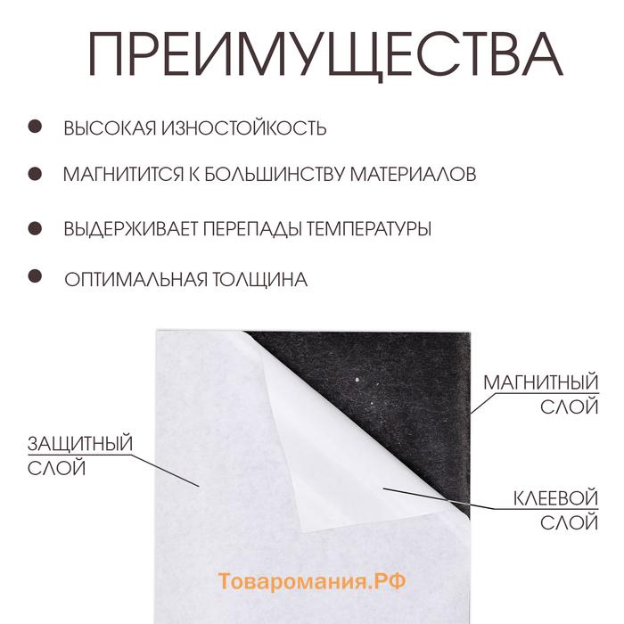 Магнитный винил, с клеевым слоем, TAKE IT EASY, набор 2 шт., А4, толщина 0.4 мм, 21×29.7 см