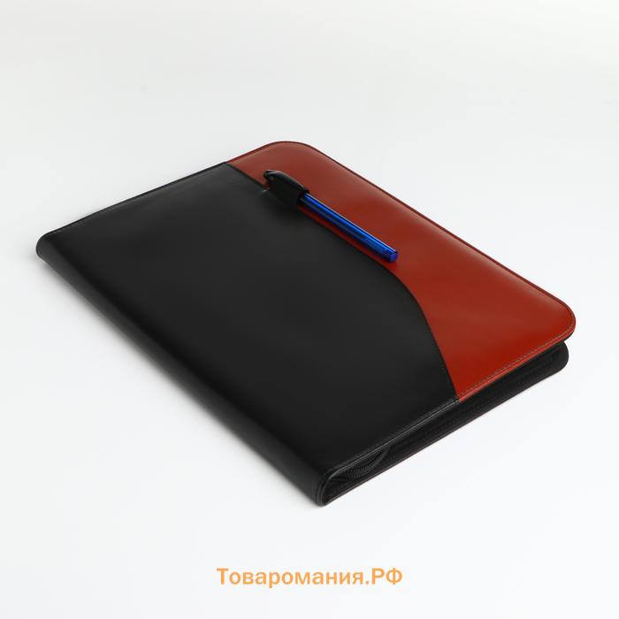 Папка для документов, А4, чёрная, коричневая