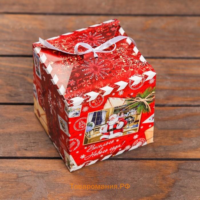 Коробка складная, подарочная новогодняя «Подарок» 12×12×12 см