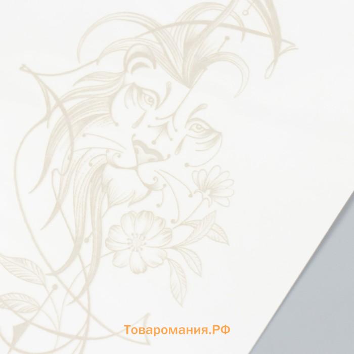 Переводная тату на тело синяя «Лев в линиях», 18×11 см
