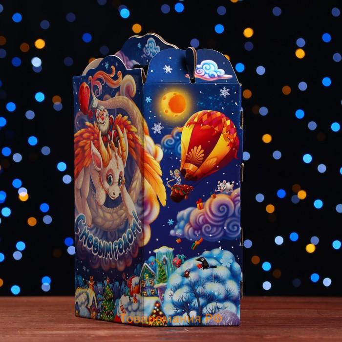Подарочная новогодняя коробка «Трапеция с драконом» 25×11×33 см