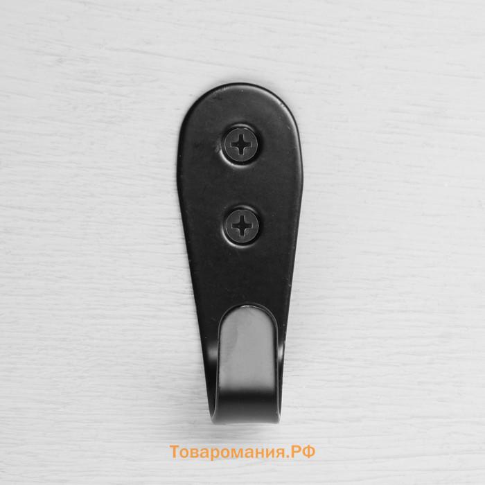 Крючок мебельный ТУНДРА TKO016, однорожковый, черный, 10 шт.