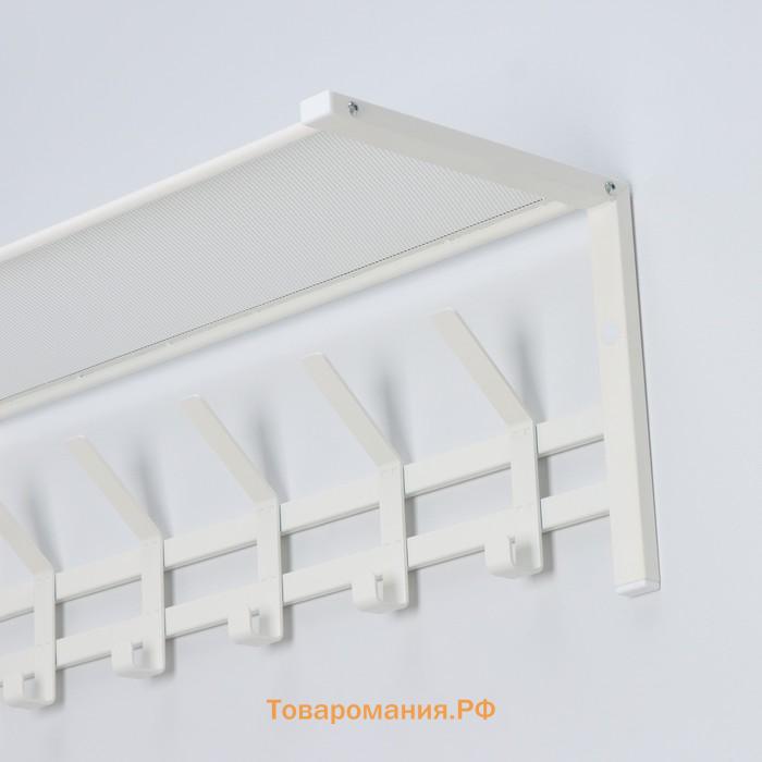 Вешалка с полкой «Торонто 21», 67×27×27 см, 5 двойных крючков, белая
