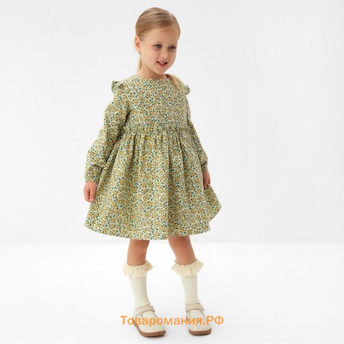 Платье для девочки MINAKU: Cotton collection, цвет фисташковый, рост 116 см