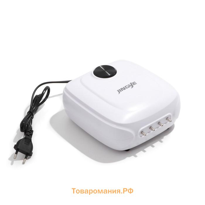 Компрессор для аквариума JINGYE YE-842, бесшумный, с регулировкой мощности,4 x 4,5 л/мин,12Вт 99336