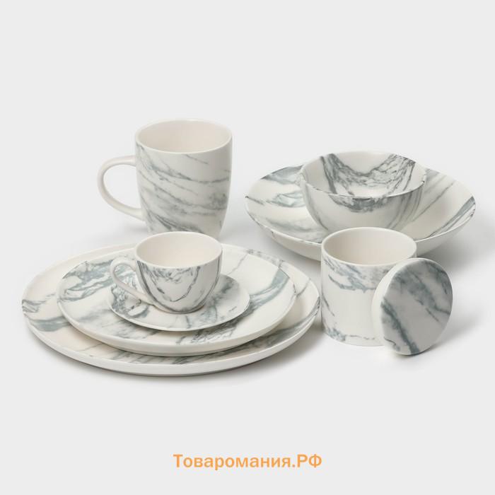 Набор чайный фарфоровый Magistro Real Marble, 4 предмета: 2 чашки 150 мл, 2 блюдца d=12,5 см