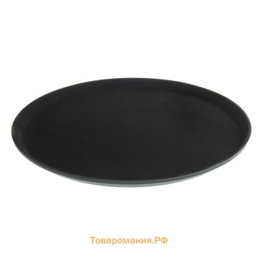 Поднос прорезиненный круглый, d=35 см, чёрный