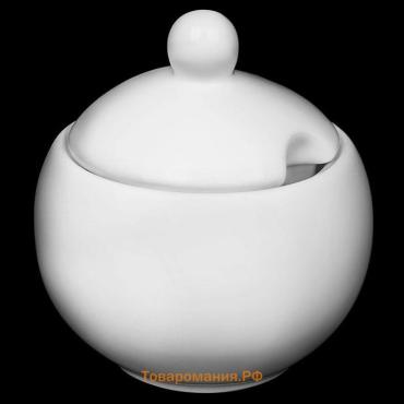Сахарница с крышкой Wilmax Olivia, 325 мл, фарфор, белая