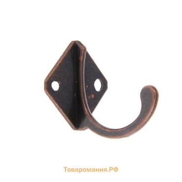 Крючок мебельный ТУНДРА TKO026, однорожковый, медь, 20 шт.