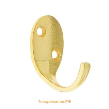 Крючок мебельный ТУНДРА TKO004, однорожковый, золото, 10 шт.