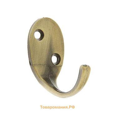 Крючок мебельный ТУНДРА TKO004, однорожковый, бронза, 10 шт.