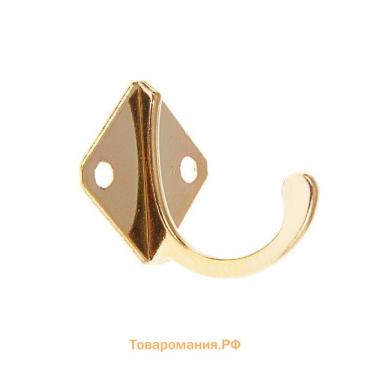 Крючок мебельный ТУНДРА TKO026, однорожковый, золото, 20 шт.