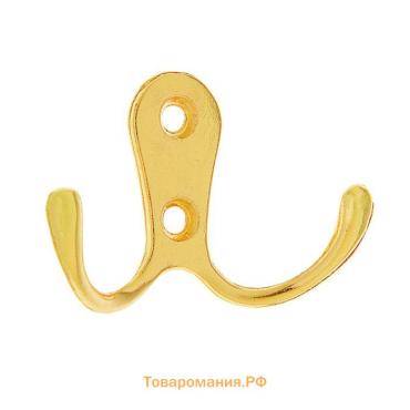 Крючок мебельный ТУНДРА TKd=006, двухрожковый, золото