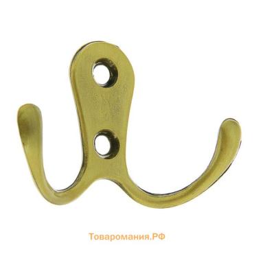 Крючок мебельный ТУНДРА TKd=006, двухрожковый, бронза