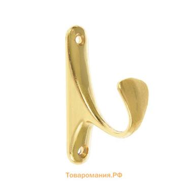 Крючок мебельный ТУНДРА TKO024, однорожковый, золото, 2 шт.