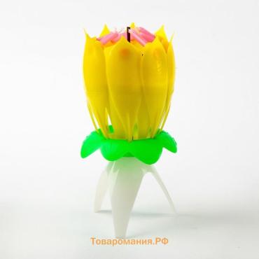 Свеча для торта музыкальная «Тюльпан», жёлтая, 12×5 см