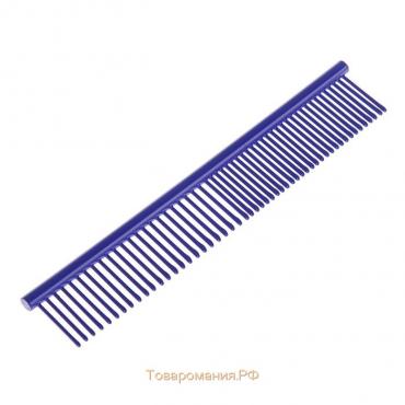 Расческа для шерсти с гальваническим покрытием, 18 х 3 см, фиолетовая
