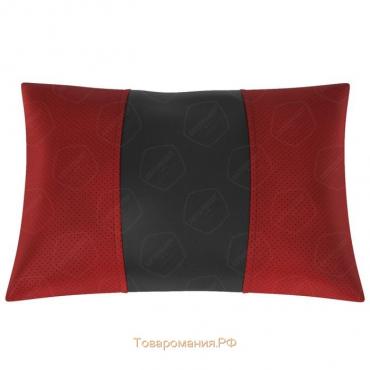 Автомобильная подушка, поясничный подпор, экокожа, чёрно-красная
