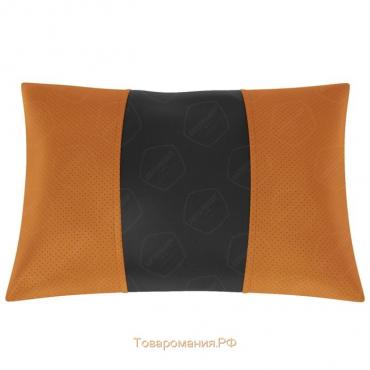 Автомобильная подушка, поясничный подпор, экокожа, чёрно-оранжевая