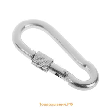 Карабин монтажный с фиксатором ТУНДРА krep, DIN5299D, 8×80 мм, оцинкованный
