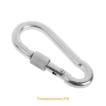 Карабин монтажный с фиксатором ТУНДРА krep, DIN5299D, 9×90 мм, оцинкованный