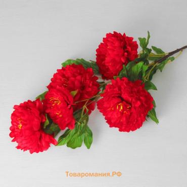 Цветы искусственные «Пион кустовой», 5 бутонов, 15×110 см, красные