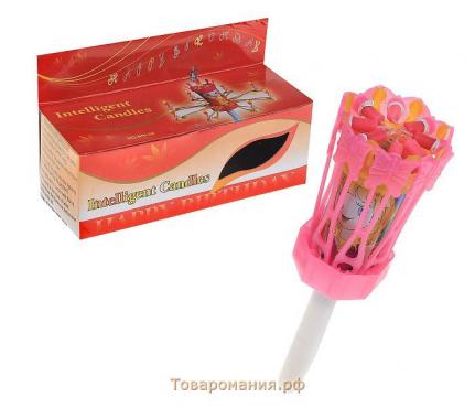 Свеча для торта музыкальная "Цветок", розовая, 15×5 см