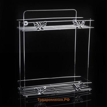 Полка для ванной  «Бабочки», двухъярусная, 28×10.5×31 см, хромированная