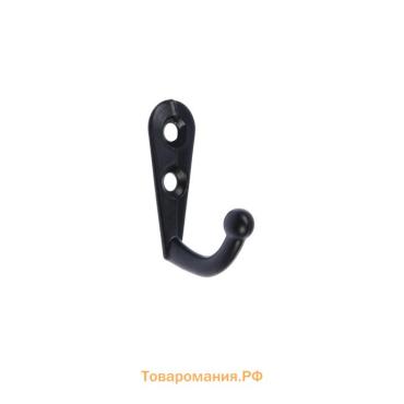 Крючок мебельный ТУНДРА TKO001, однорожковый, черный, 50 шт.