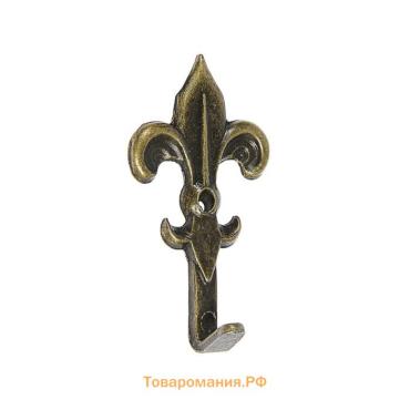 Крючок мебельный ТУНДРА TKO013, однорожковый, бронза, 20 шт.
