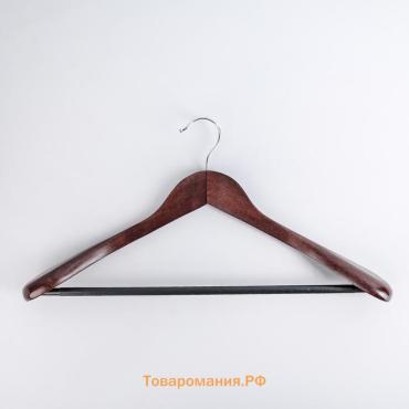 Плечики - вешалка для одежды , деревянная, с перекладиной, широкие плечики, 44.5×22.5 см, коричневые