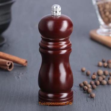 Мельница для специй , 13×4.5 см, металлический механизм, коричневая