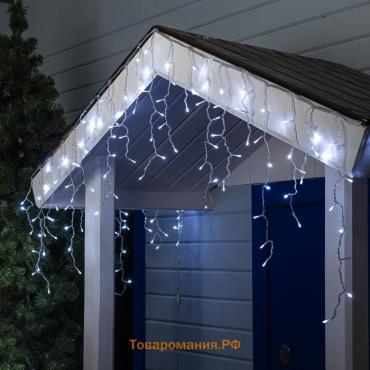 Гирлянда «Бахрома» 3 × 0.6 м, IP44, УМС, прозрачная нить, 160 LED, свечение белое, мерцание белым, 220 В