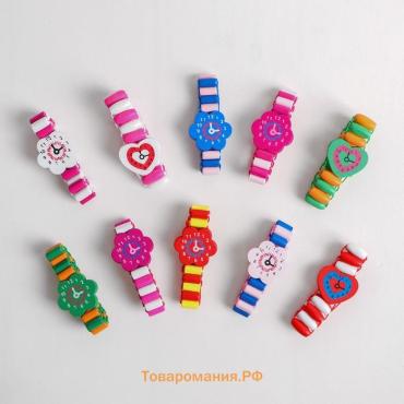 Часы детские, на резиночке с фигурным циферблатом, МИКС