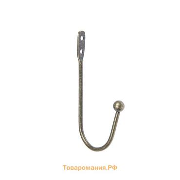 Крючок мебельный ТУНДРА TKO003, однорожковый, бронза, 50 шт.