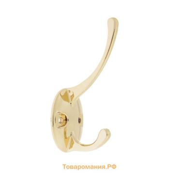 Крючок мебельный ТУНДРА TKd=002 LIGHT, двухрожковый, золото