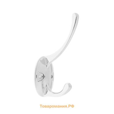 Крючок мебельный ТУНДРА TKd=002 LIGHT, двухрожковый, хром